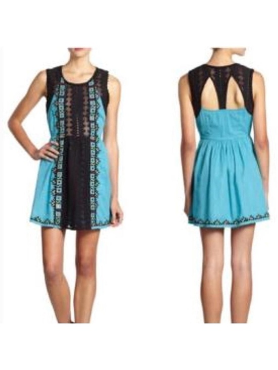 Free People Dresses & Skirts - Free People Water Lily Embroidered Turquoise Blue Dress 4